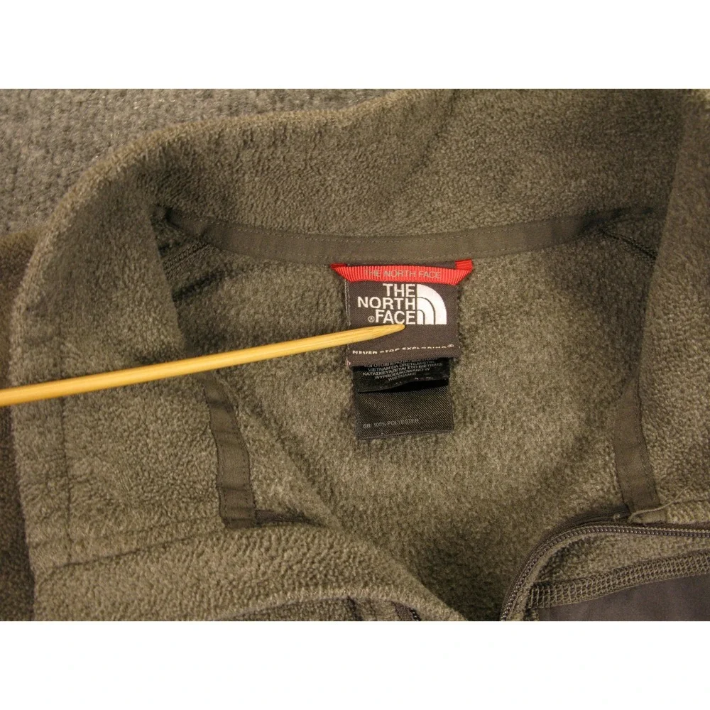 The North Face Mens‎ Large Green Quarter Zip Fleece Pullover Chest Pocket 2175